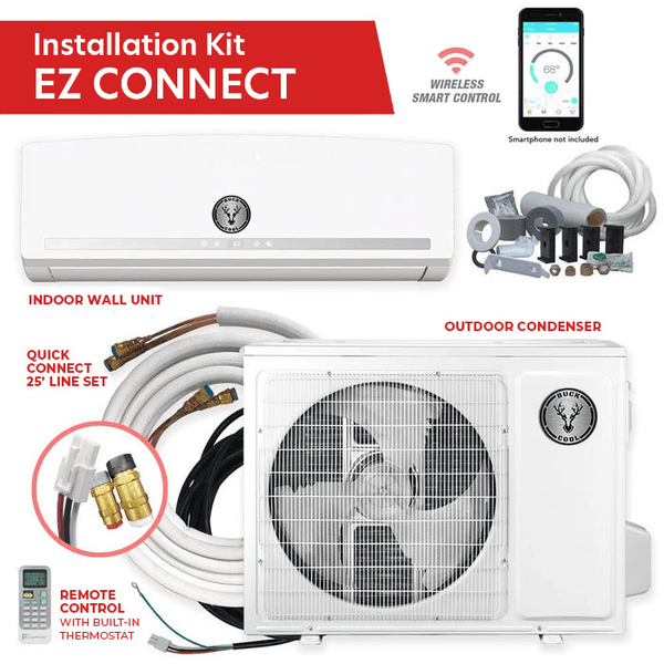 BuckCool EZ Connect 36K BTU Ductless Mini Split Heat Pump Complete System UB1MSHQCW36