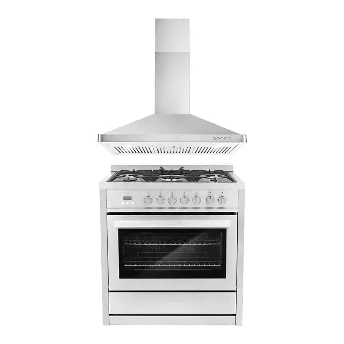 Cosmo 2-Piece Kitchen, 36 Dual Fuel Range and 36 Wall Mount Range Hood COS-2PKG-025