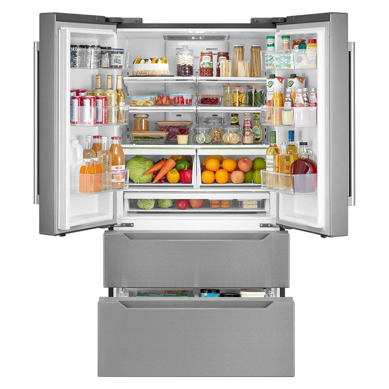 Cosmo 22.5 cu. ft. 4-Door French Door Refrigerator with Pull Handle in Stainless Steel, Counter Depth COS-FDR225RHSS-G