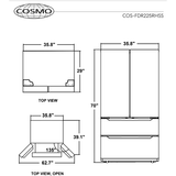 Cosmo 22.5 cu. ft. 4-Door French Door Refrigerator with Recessed Handle in Stainless Steel, Counter Depth  COS-FDR225RHSS