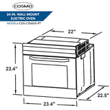 Cosmo 24 2.5 cu. ft. Single Electric Wall Oven w/8 Functions and True European Convection in Stainless Steel C106SIX-PT