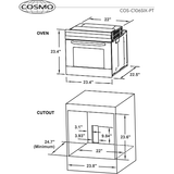 Cosmo 24 2.5 cu. ft. Single Electric Wall Oven w/8 Functions and True European Convection in Stainless Steel C106SIX-PT