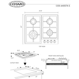 Cosmo 24 Gas Cooktop in Stainless Steel with 4 Sealed Burners COS-640STX-E