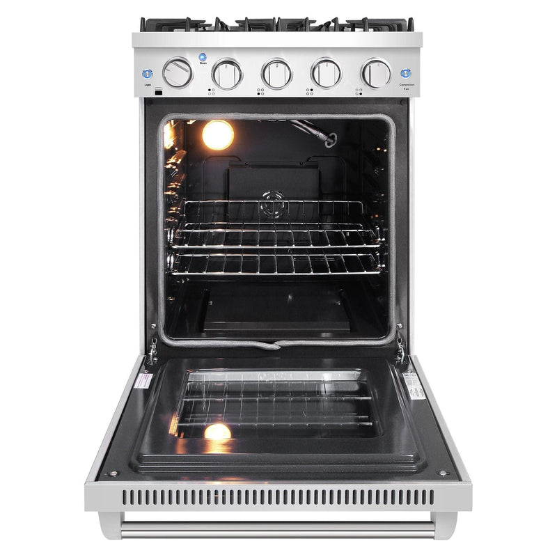 Cosmo 24'' Slide-In Freestanding Gas Range with 4 Sealed Burners, Cast Iron Grates, 3.73 cu. ft. Capacity Convection Oven in Stainless Steel COS-EPGR244