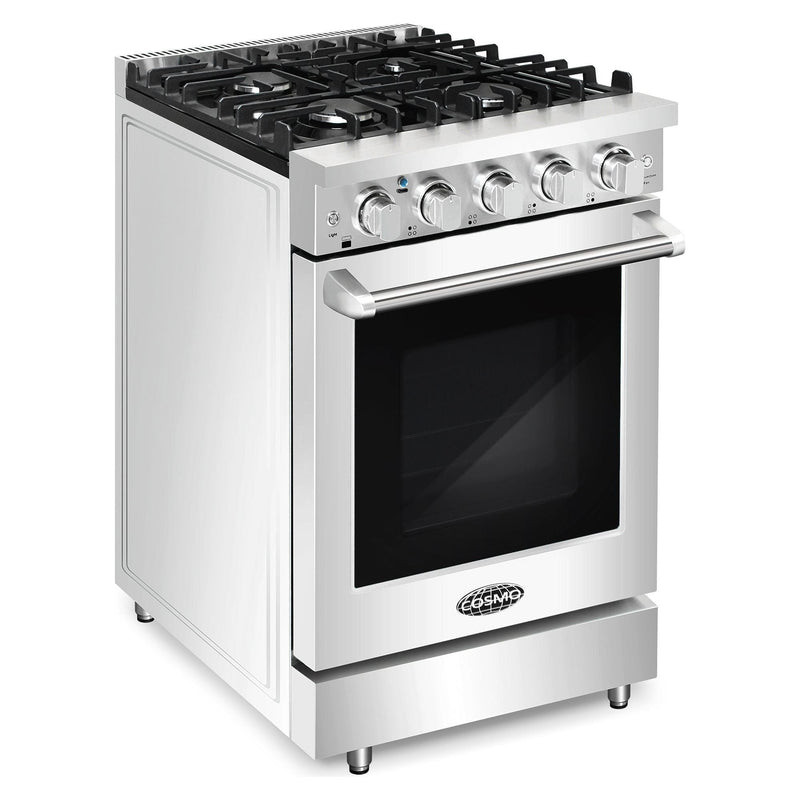 Cosmo 24'' Slide-In Freestanding Gas Range with 4 Sealed Burners, Cast Iron Grates, 3.73 cu. ft. Capacity Convection Oven in Stainless Steel COS-EPGR244