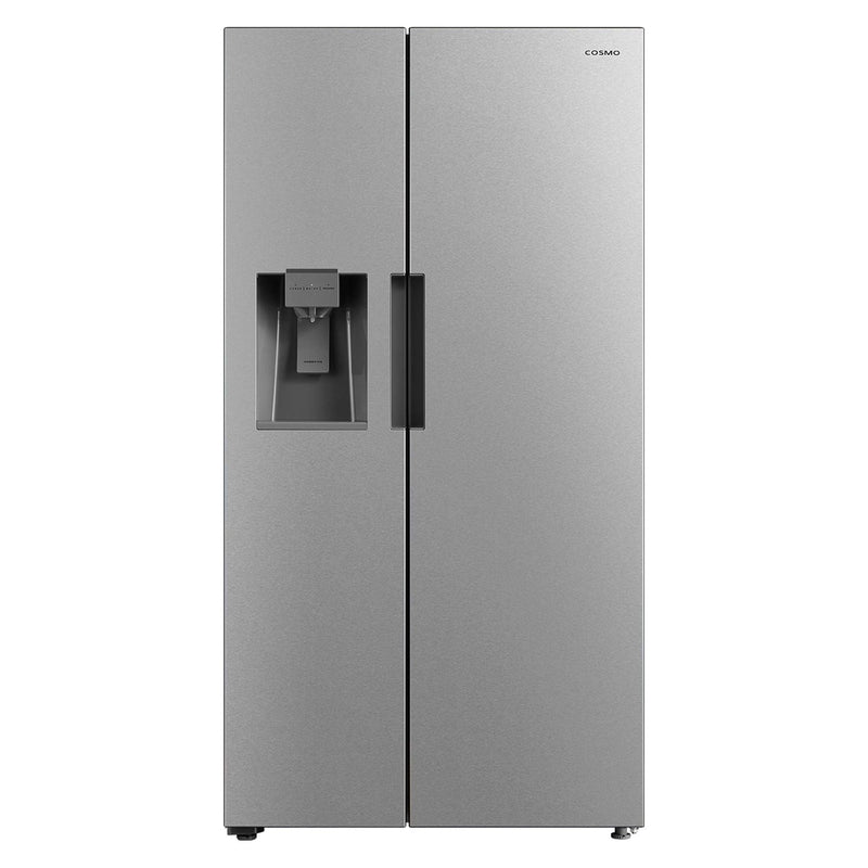 Cosmo 26.3 cu. ft. Side-by-Side Refrigerator with Water and Ice Dispenser in Stainless Steel26.3 cu. ft. Side-by-Side Refrigerator with Water and Ice Dispenser in Stainless Steel COS-SBSR263RHSS