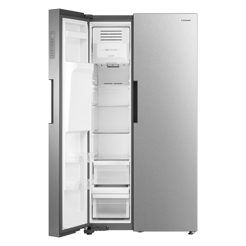 Cosmo 26.3 cu. ft. Side-by-Side Refrigerator with Water and Ice Dispenser in Stainless Steel26.3 cu. ft. Side-by-Side Refrigerator with Water and Ice Dispenser in Stainless Steel COS-SBSR263RHSS