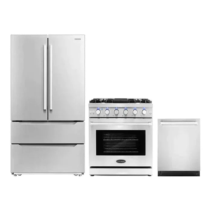 Cosmo 3-Piece, 30 Gas Range 24 Dishwasher & French Door Refrigerator COS-3PKG-101