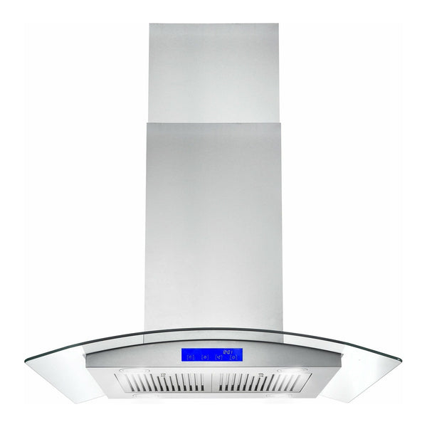 Cosmo 30 Ducted Island Range Hood in Stainless Steel with LED Lighting and Permanent Filters COS-668ICS750