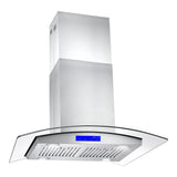 Cosmo 30 Ducted Island Range Hood in Stainless Steel with LED Lighting and Permanent Filters COS-668ICS750