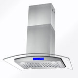 Cosmo 30 Ducted Island Range Hood in Stainless Steel with LED Lighting and Permanent Filters COS-668ICS750