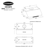 Cosmo 30 Ducted Under Cabinet Range Hood in Stainless Steel with Touch Display, LED Lighting and Permanent Filters COS-QS75