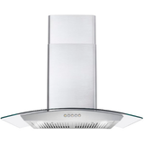 Cosmo 30'' Ducted Wall Mount Range Hood in Stainless Steel with Push Button Controls, LED Lighting and Permanent Filters COS-668WRC75