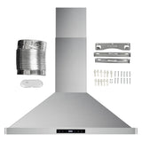 Cosmo 30 Ductless Wall Mount Range Hood in Stainless Steel with LED Lighting and Carbon Filter Kit for Recirculating COS-63175S-DL