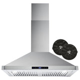 Cosmo 30 Ductless Wall Mount Range Hood in Stainless Steel with LED Lighting and Carbon Filter Kit for Recirculating COS-63175S-DL