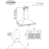 Cosmo 30 Ductless Wall Mount Range Hood in Stainless Steel with LED Lighting and Carbon Filter Kit for Recirculating COS-63175S-DL