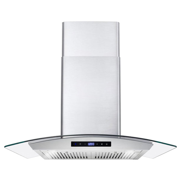 Cosmo 30 Ductless Wall Mount Range Hood in Stainless Steel with LED Lighting and Carbon Filter Kit for Recirculating COS-668AS750-DL