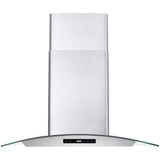 Cosmo 30 Ductless Wall Mount Range Hood in Stainless Steel with Soft Touch Controls, LED Lighting and Carbon Filter Kit for Recirculating COS-668WRCS75-DL