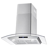 Cosmo 30 Ductless Wall Mount Range Hood in Stainless Steel with Soft Touch Controls, LED Lighting and Carbon Filter Kit for Recirculating COS-668WRCS75-DL