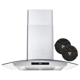 Cosmo 30 Ductless Wall Mount Range Hood in Stainless Steel with Soft Touch Controls, LED Lighting and Carbon Filter Kit for Recirculating COS-668WRCS75-DL