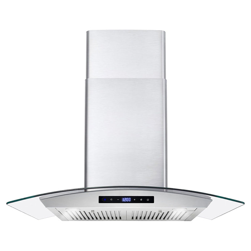 Cosmo 30 Ductless Wall Mount Range Hood in Stainless Steel with Soft Touch Controls, LED Lighting and Carbon Filter Kit for Recirculating COS-668WRCS75-DL