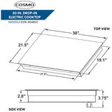Cosmo 30 Electric Ceramic Glass Cooktop with 4 Burners, Dual Zone Elements, Hot Surface Indicator Light and Control Knobs COS-304ECC