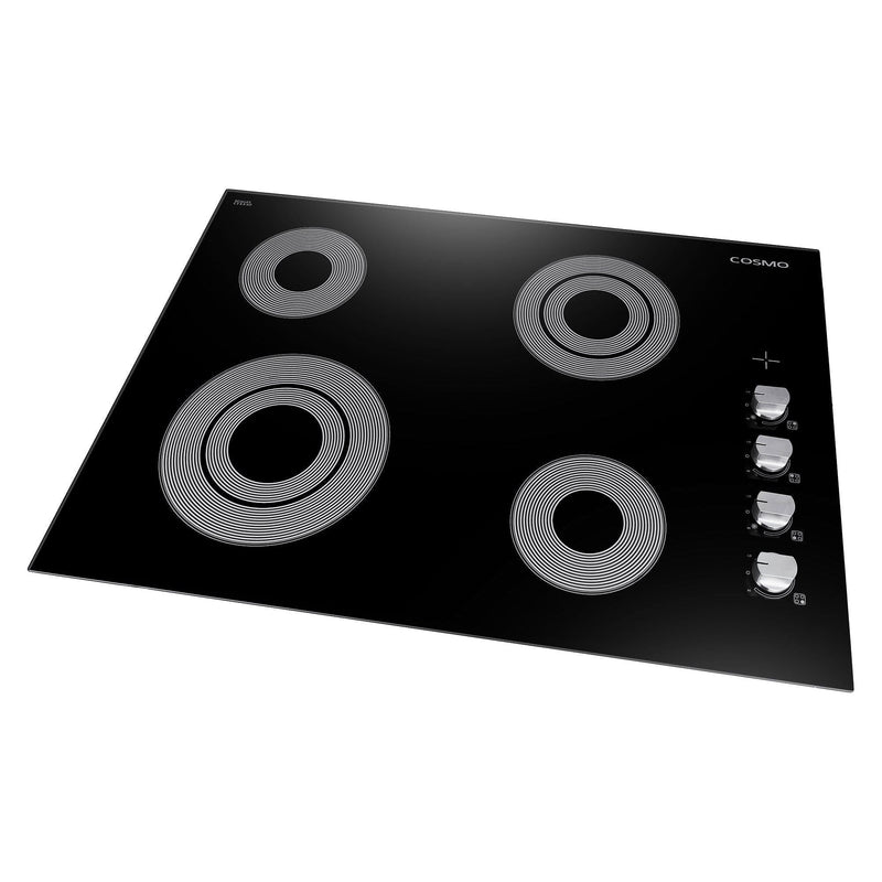 Cosmo 30 Electric Ceramic Glass Cooktop with 4 Burners, Dual Zone Elements, Hot Surface Indicator Light and Control Knobs COS-304ECC