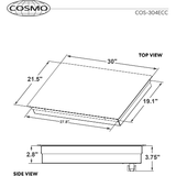 Cosmo 30 Electric Ceramic Glass Cooktop with 4 Burners, Dual Zone Elements, Hot Surface Indicator Light and Control Knobs COS-304ECC