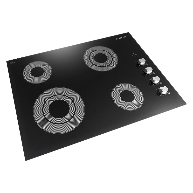 Cosmo 30 Electric Ceramic Glass Cooktop with 4 Burners, Dual Zone Elements, Hot Surface Indicator Light and Control Knobs COS-304ECC