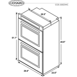 Cosmo 30 Electric Double Wall Oven with 5 cu. ft. Capacity, Turbo True European Convection, 7 Cooking Modes, Self-Cleaning in Stainless Steel COS-30EDWC