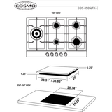 Cosmo 30 Gas Cooktop in Stainless Steel with 5 Sealed Brass Burners 850SLTX-E