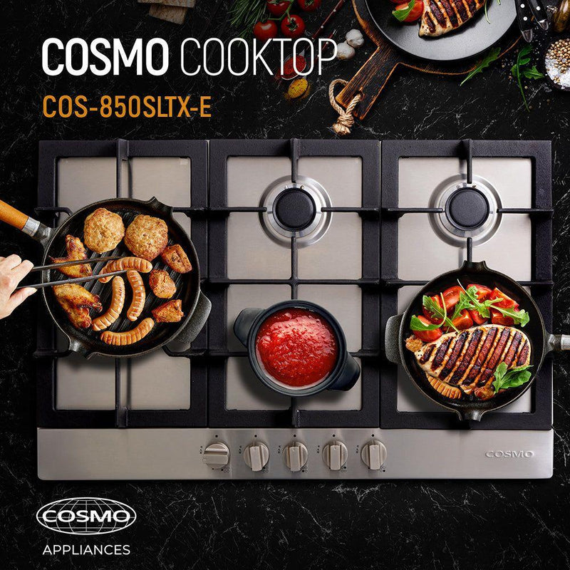 Cosmo 30 Gas Cooktop in Stainless Steel with 5 Sealed Brass Burners 850SLTX-E