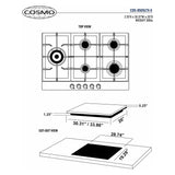 Cosmo 30 Gas Cooktop in Stainless Steel with 5 Sealed Brass Burners 850SLTX-E