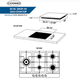 Cosmo 30 Gas Cooktop in Stainless Steel with 5 Sealed Brass Burners 850SLTX-E