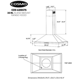 Cosmo 30 Island Range Hood with 3-Speed Fan, 380 CFM, Permanent Filters, LED Lights, Soft Touch Controls, Ducted Kitchen Vent Hood Extractor in Stainless Steel COS-63ISS75