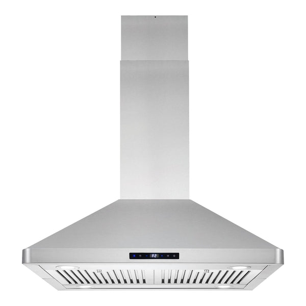 Cosmo 30 Island Range Hood with 3-Speed Fan, 380 CFM, Permanent Filters, LED Lights, Soft Touch Controls, Ducted Kitchen Vent Hood Extractor in Stainless Steel COS-63ISS75