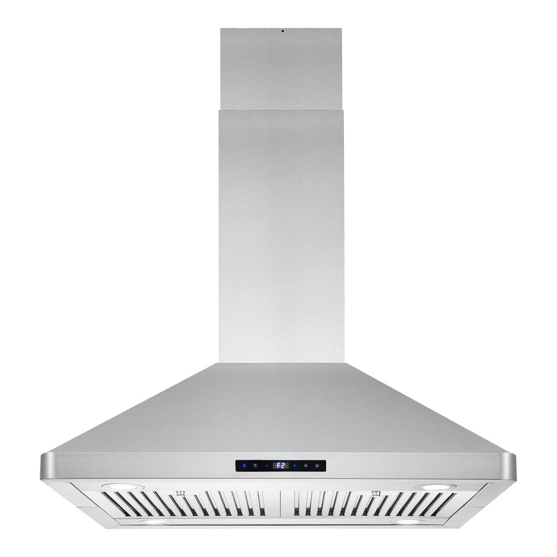 Cosmo 30 Island Range Hood with 3-Speed Fan, 380 CFM, Permanent Filters, LED Lights, Soft Touch Controls, Ducted Kitchen Vent Hood Extractor in Stainless Steel COS-63ISS75