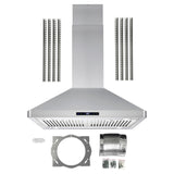 Cosmo 30 Island Range Hood with 3-Speed Fan, 380 CFM, Permanent Filters, LED Lights, Soft Touch Controls, Ducted Kitchen Vent Hood Extractor in Stainless Steel COS-63ISS75