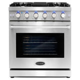 Cosmo 30'' Slide-In Freestanding Gas Range with 5 Sealed Burners, Cast Iron Grates, 4.5 cu. ft. Capacity Convection Oven in Stainless Steel COS-EPGR304