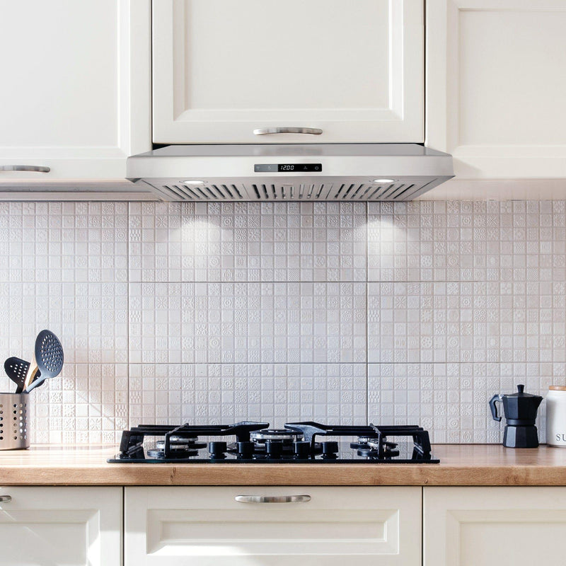 Cosmo 30 Under Cabinet Range Hood with Digital Touch Controls, 3-Speed Fan, LED Lights and Permanent Filters in Stainless Stee COS-KS6U30