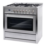 Cosmo 36'' 3.8 cu. ft. Single Oven Gas Range with 5 Burner Cooktop and Heavy Duty Cast Iron Grates in Stainless Steel COS-965AGC