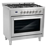 Cosmo 36'' 3.8 cu. ft. Single Oven Gas Range with 5 Burner Cooktop and Heavy Duty Cast Iron Grates in Stainless Steel COS-965AGFC