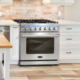 Cosmo 36'' 6.0 cu. ft. Commercial Gas Range with Convection Oven in Stainless Steel with Storage Drawer COS-EPGR366