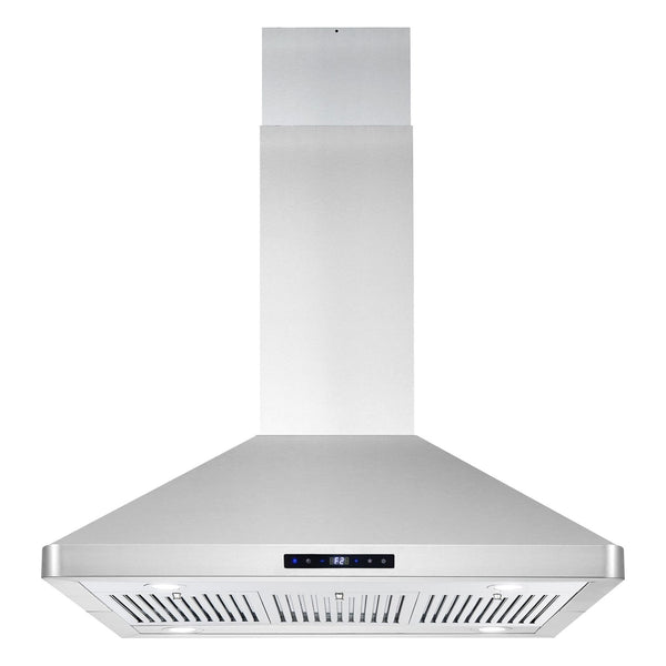 Cosmo 36 Ducted Island Range Hood with 380 CFM, 3-Speed Fan, Permanent Filters, LED Lights in Stainless Steel COS-63ISS90