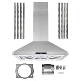 Cosmo 36 Ducted Island Range Hood with 380 CFM, 3-Speed Fan, Permanent Filters, LED Lights in Stainless Steel COS-63ISS90