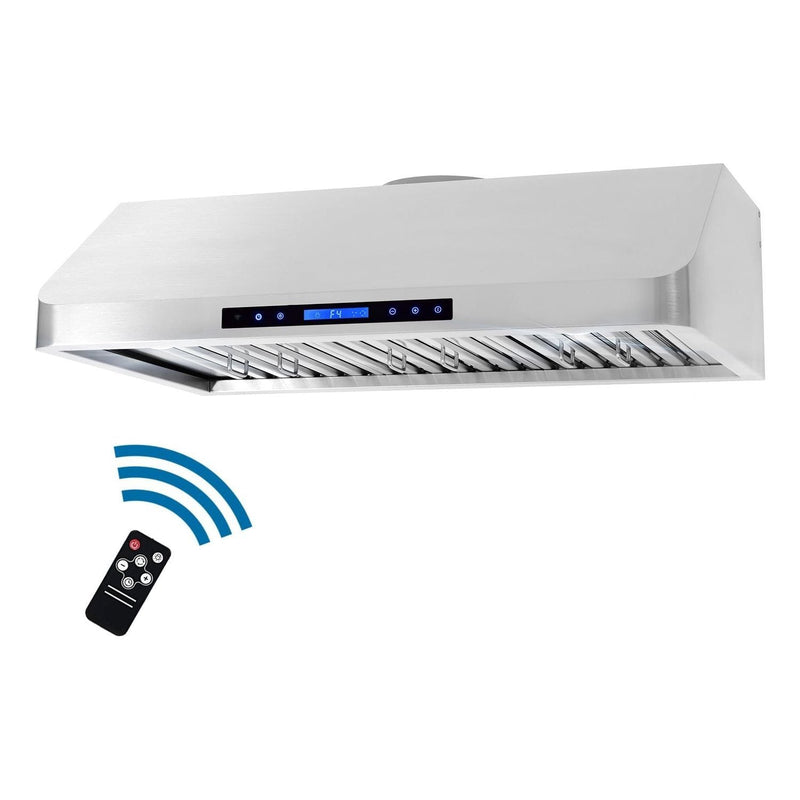 Cosmo 36 Ducted Under Cabinet Range Hood in Stainless Steel with Touch Display, LED Lighting and Permanent Filters COS-QS90