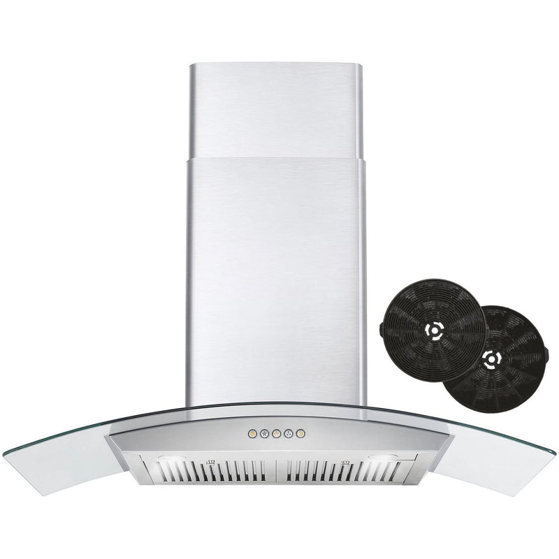 Cosmo 36 Ducted Wall Mount Range Hood in Stainless Steel with LED Lighting and Permanent Filters COS-668A900