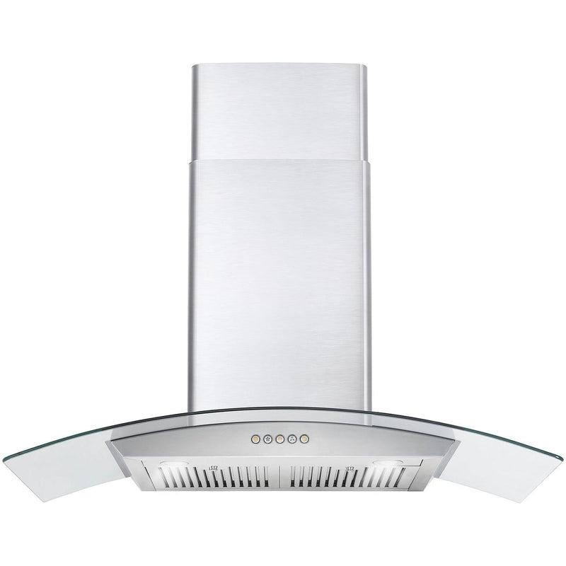 Cosmo 36 Ducted Wall Mount Range Hood in Stainless Steel with LED Lighting and Permanent Filters COS-668A900