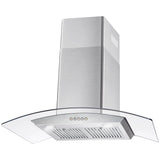 Cosmo 36 Ducted Wall Mount Range Hood in Stainless Steel with LED Lighting and Permanent Filters COS-668A900