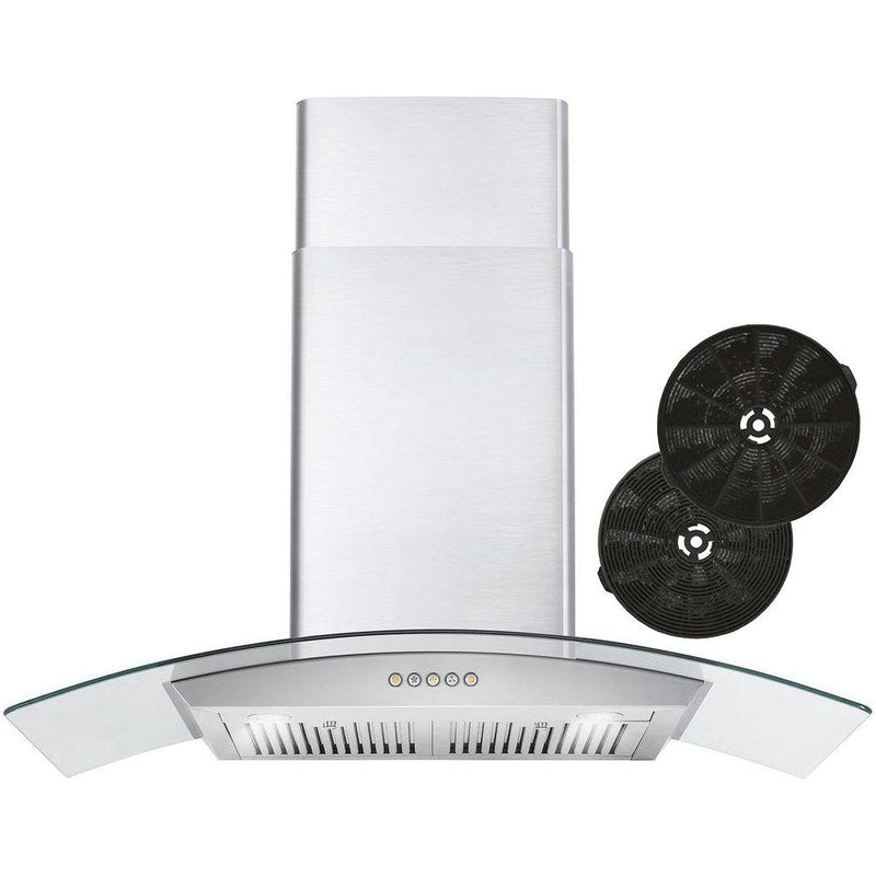 Cosmo 36'' Ducted Wall Mount Range Hood in Stainless Steel with Push Button Controls, LED Lighting and Permanent Filters  COS-668WRC90